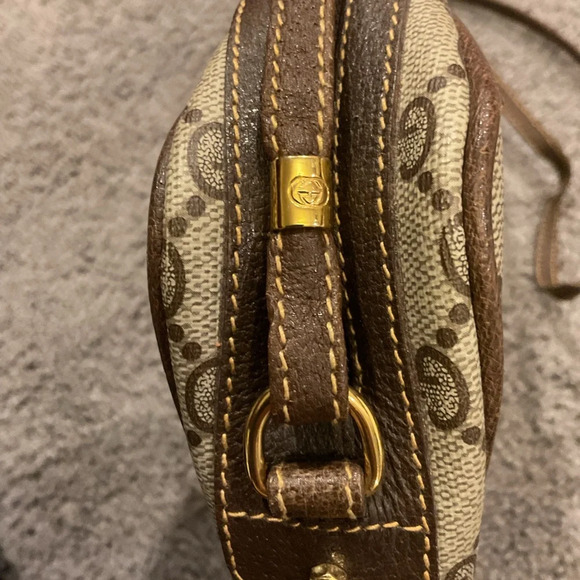 Gucci Vintage 90s Monogram Brown Leather Crossbody Purse Shoulder Bag Y2K Gift! - Picture 9 of 12